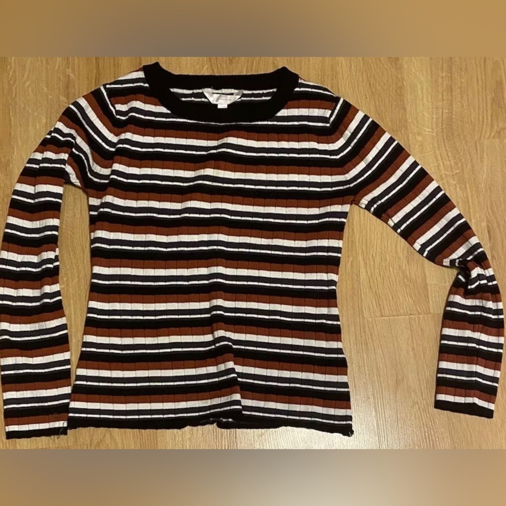 No Boundaries Striped Knit Top 70s Soft stretch
